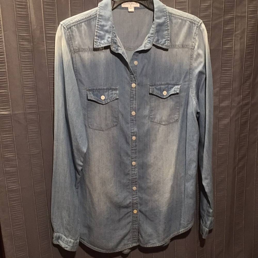 Cotton On denim button down shirt size S
